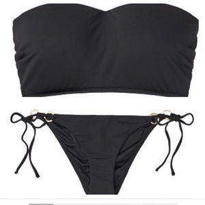 🔥HOST PICK🔥Victoria's Secret Lace-up Bandeau Bikini Top/Side Tie Ring Bottom